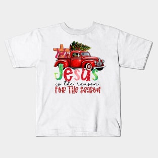 Jesus Is The Reason For The Season Christian Santa Christmas Kids T-Shirt